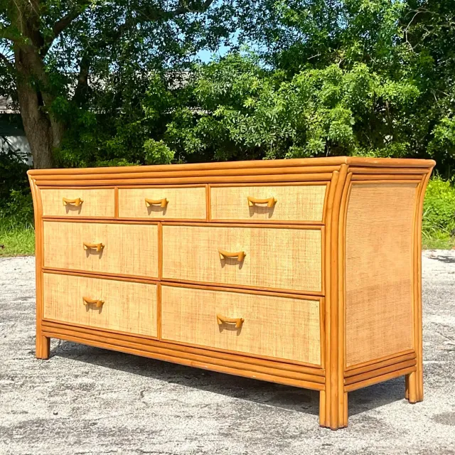 Late 20th Century Vintage Coastal Grasscloth Dresser — additional photo 3
