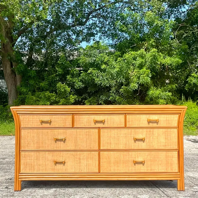 Late 20th Century Vintage Coastal Grasscloth Dresser — additional photo 5