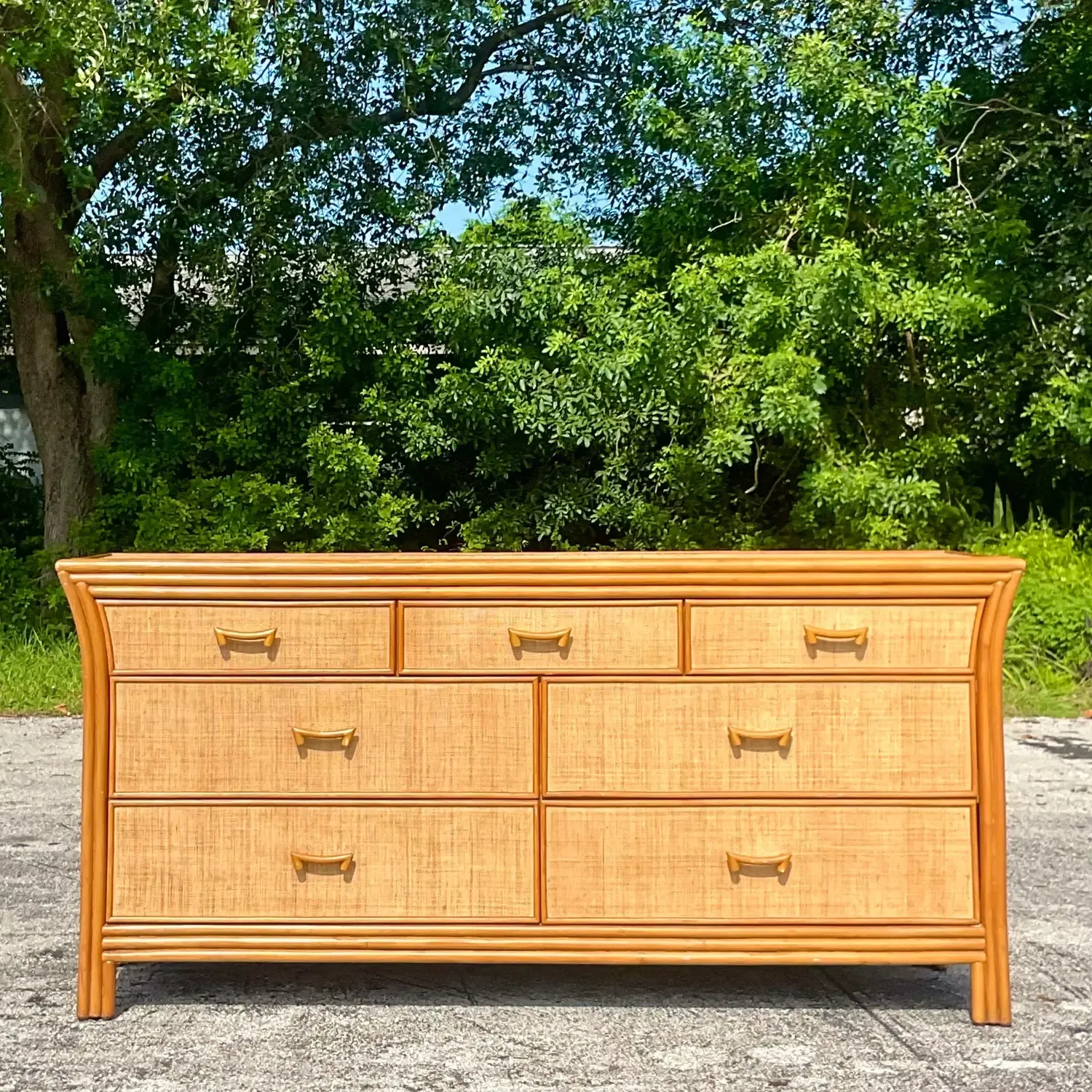 Late 20th Century Vintage Coastal Grasscloth Dresser — additional photo 6