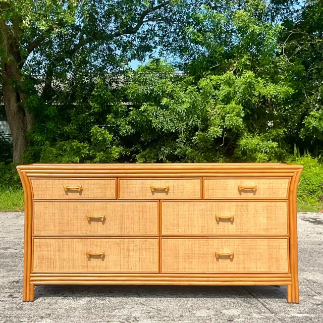 Late 20th Century Vintage Coastal Grasscloth Dresser — additional photo 6