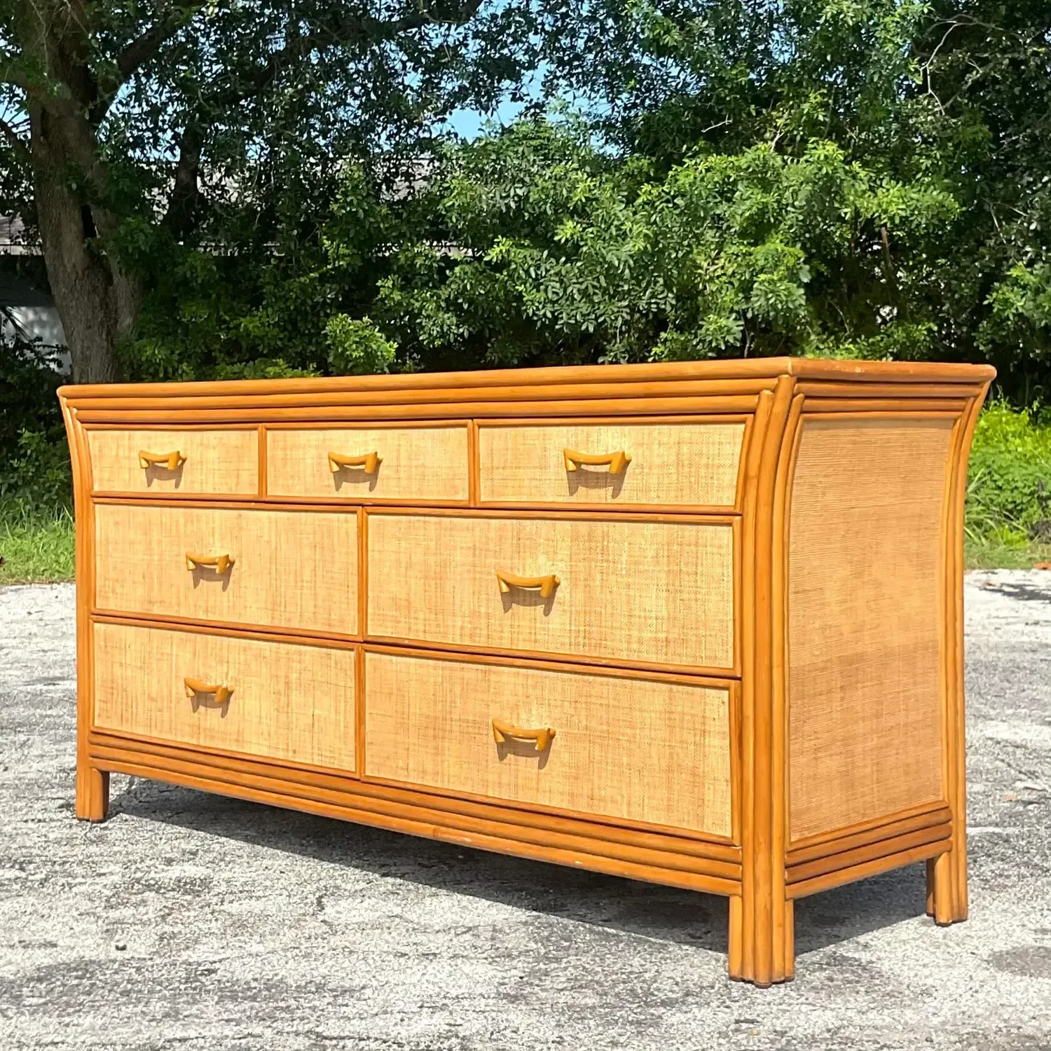 Late 20th Century Vintage Coastal Grasscloth Dresser — additional photo 8