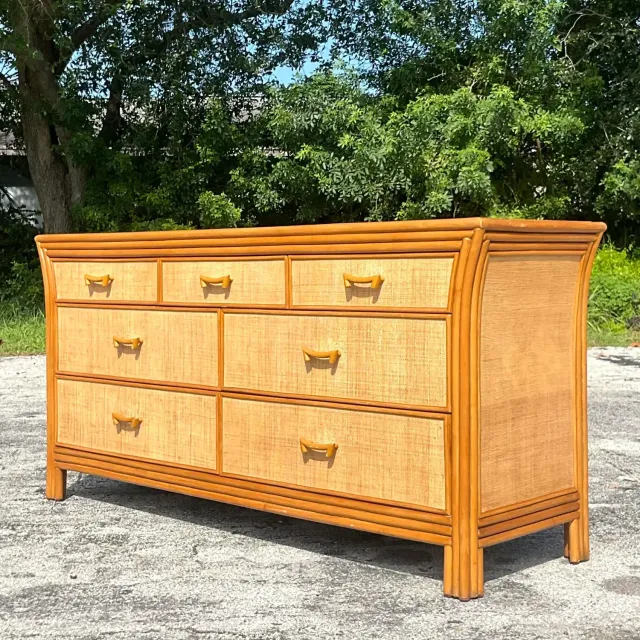 Late 20th Century Vintage Coastal Grasscloth Dresser — additional photo 8