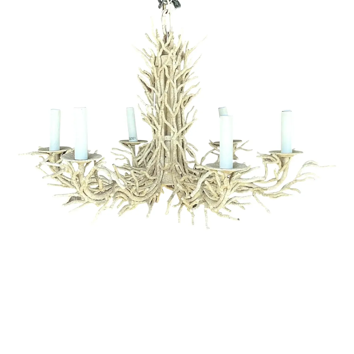 Late 20th Century Vintage Coastal Metal Coral Chandelier — additional photo 2