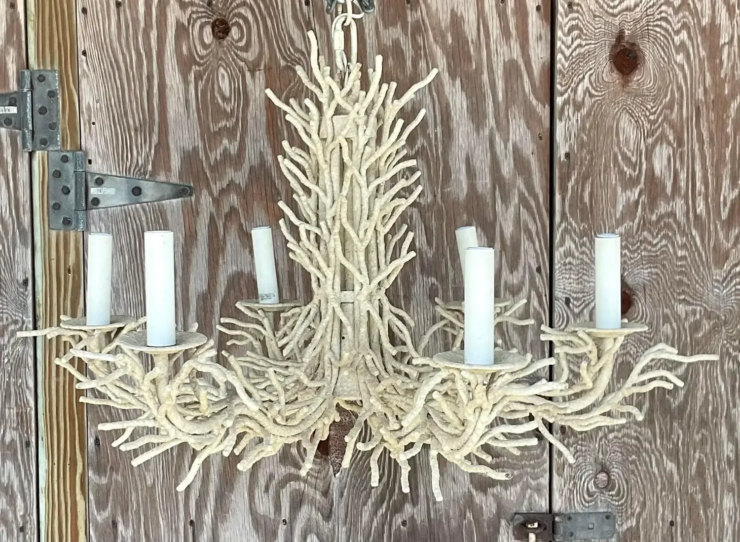 Late 20th Century Vintage Coastal Metal Coral Chandelier — additional photo 3