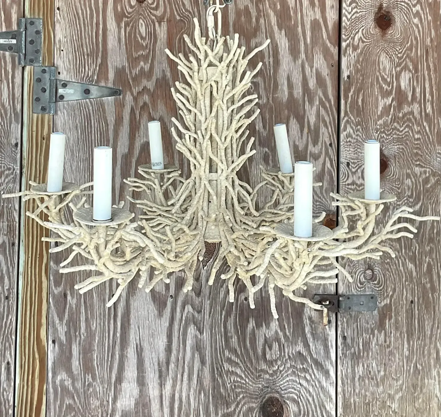 Late 20th Century Vintage Coastal Metal Coral Chandelier — additional photo 5