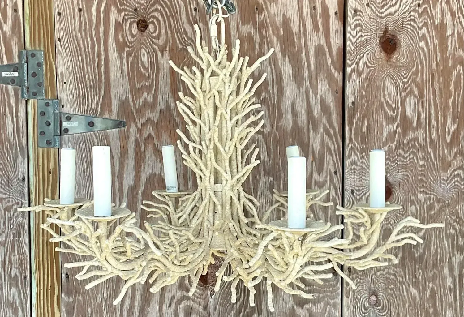 Late 20th Century Vintage Coastal Metal Coral Chandelier — additional photo 7
