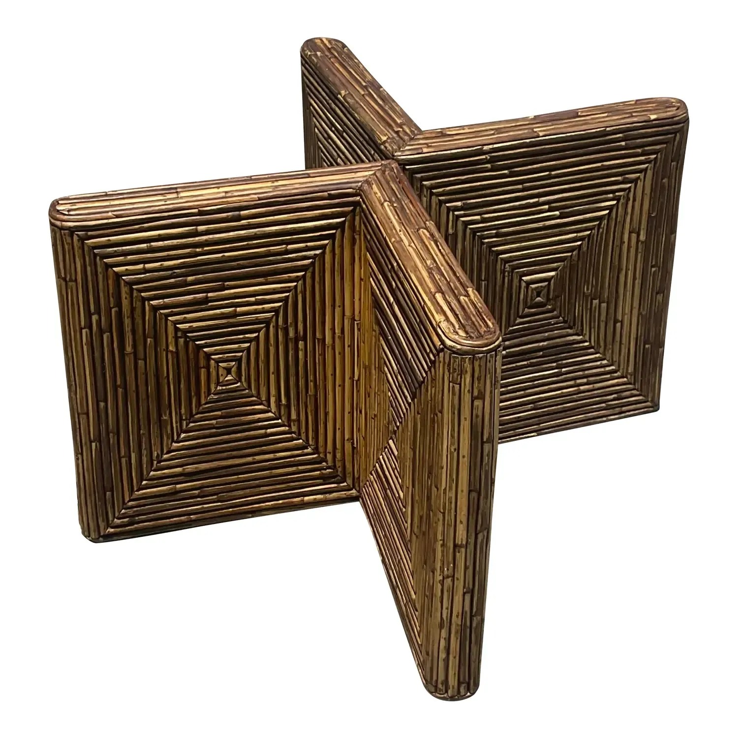 Late 20th Century Vintage Coastal Pencil Reed Coffee Table Pedestals - a Pair