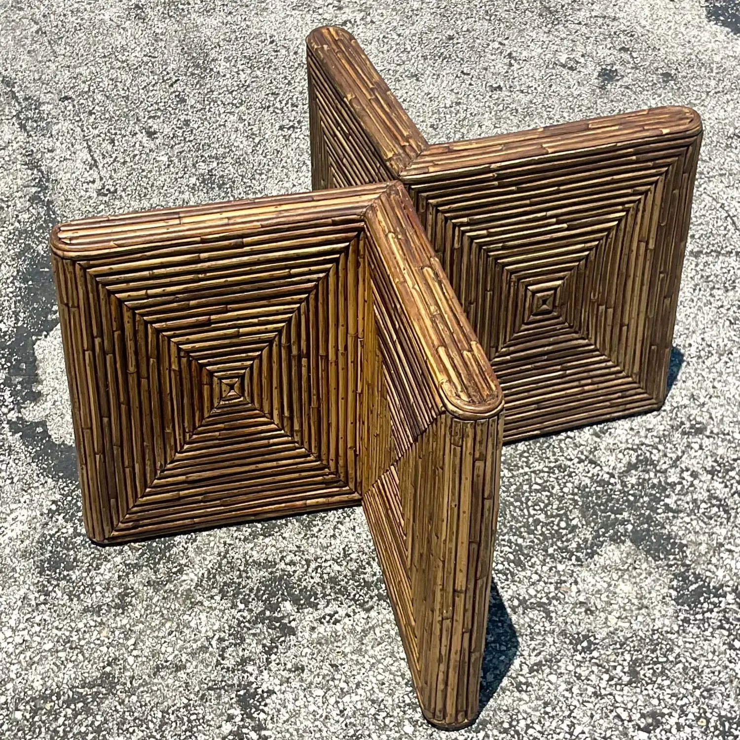 Late 20th Century Vintage Coastal Pencil Reed Coffee Table Pedestals - a Pair — additional photo 4