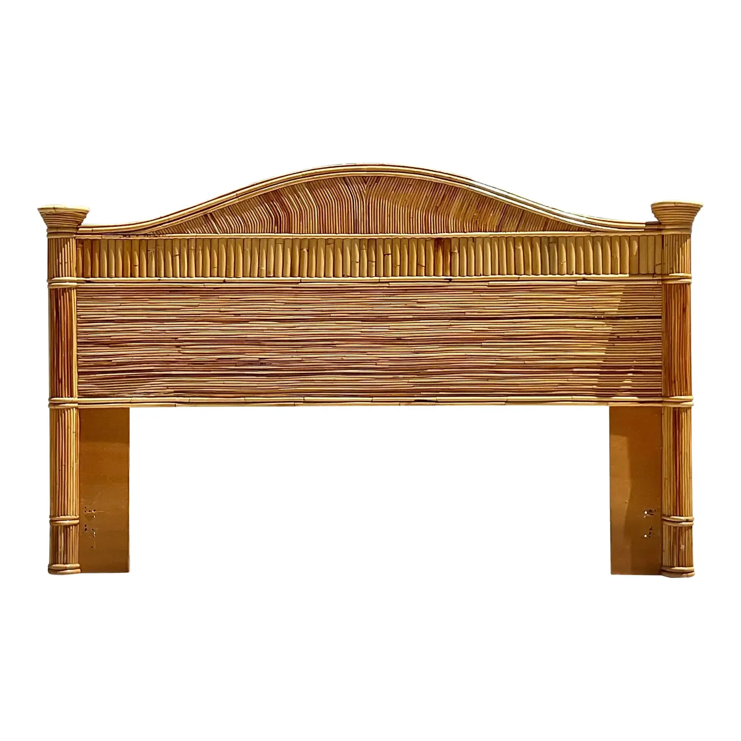 Late 20th Century Vintage Coastal Pencil Reed King Headboard