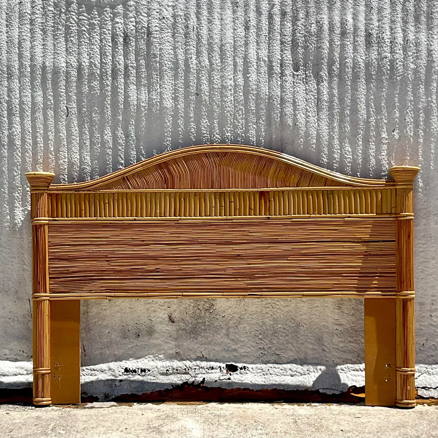 Late 20th Century Vintage Coastal Pencil Reed King Headboard — additional photo 7