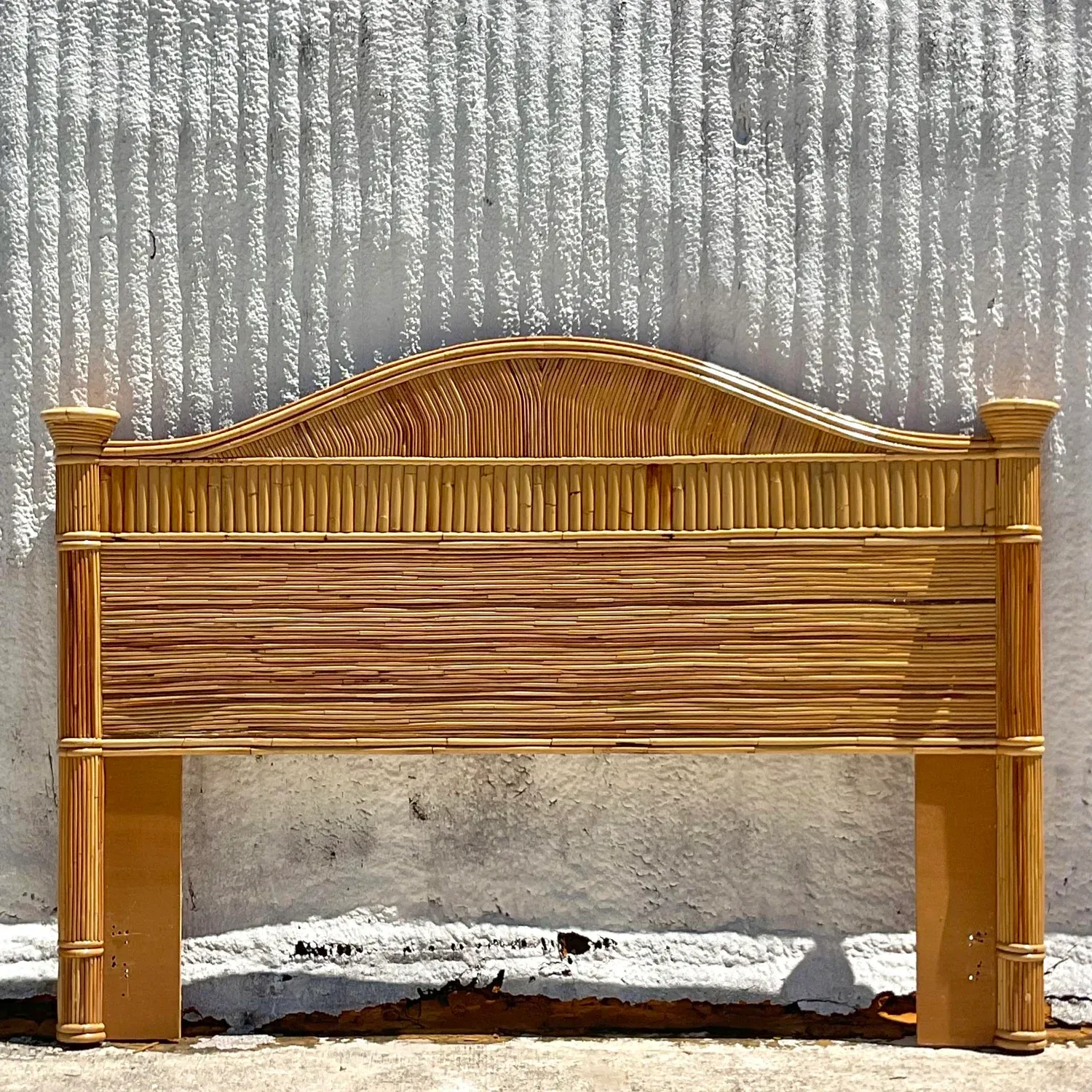 Late 20th Century Vintage Coastal Pencil Reed King Headboard — additional photo 8