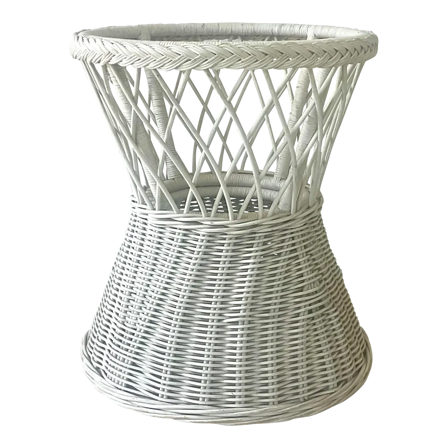 Late 20th Century Vintage Coastal Rattan Dining Table Pedestal