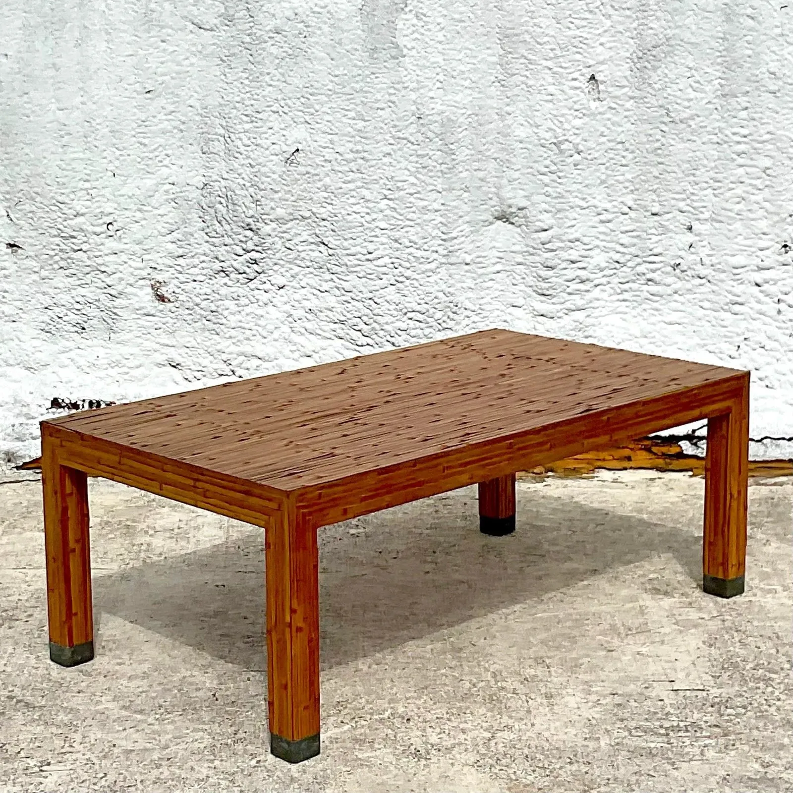 Late 20th Century Vintage Coastal Split Bamboo Coffee Table