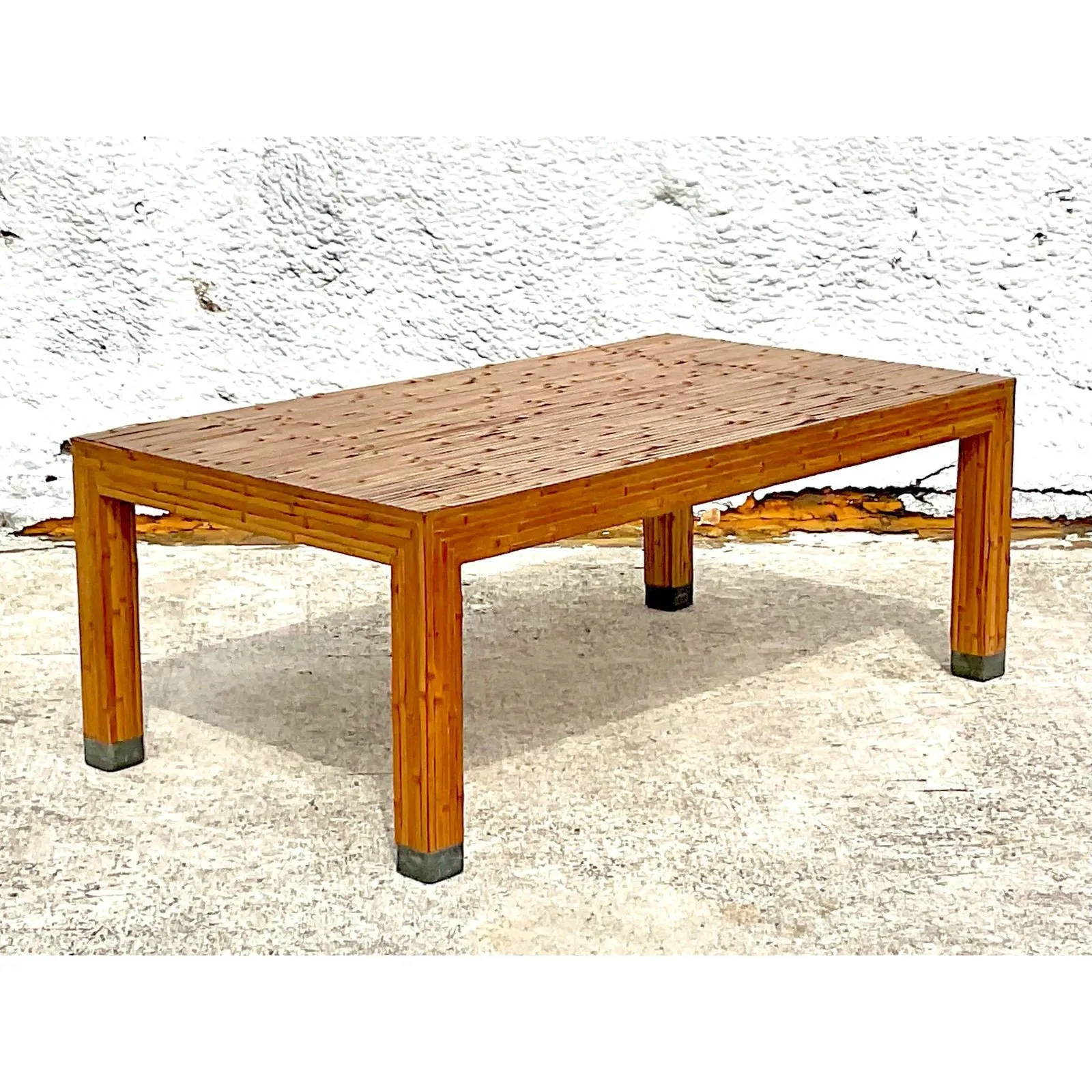 Late 20th Century Vintage Coastal Split Bamboo Coffee Table — additional photo 2