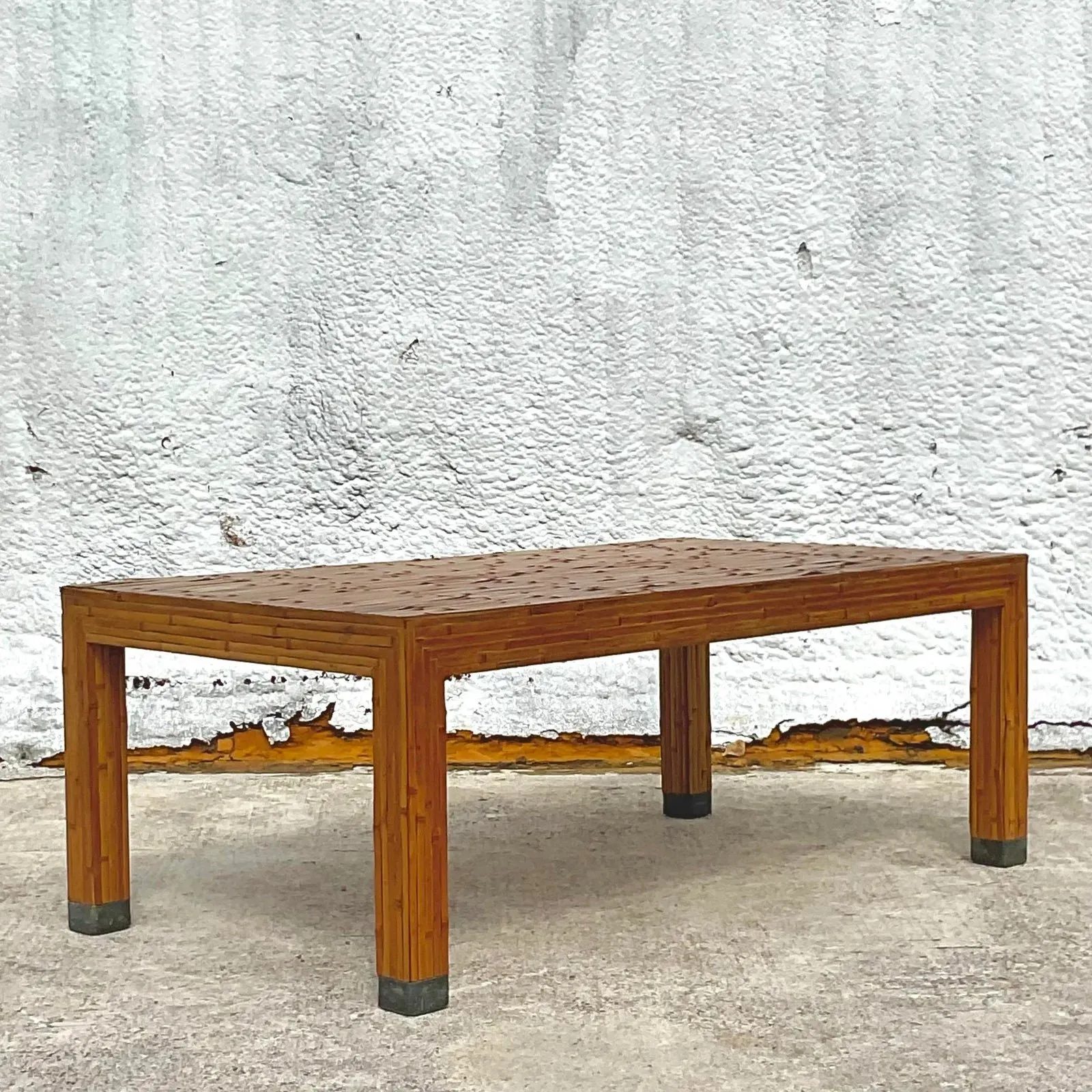 Late 20th Century Vintage Coastal Split Bamboo Coffee Table — additional photo 3