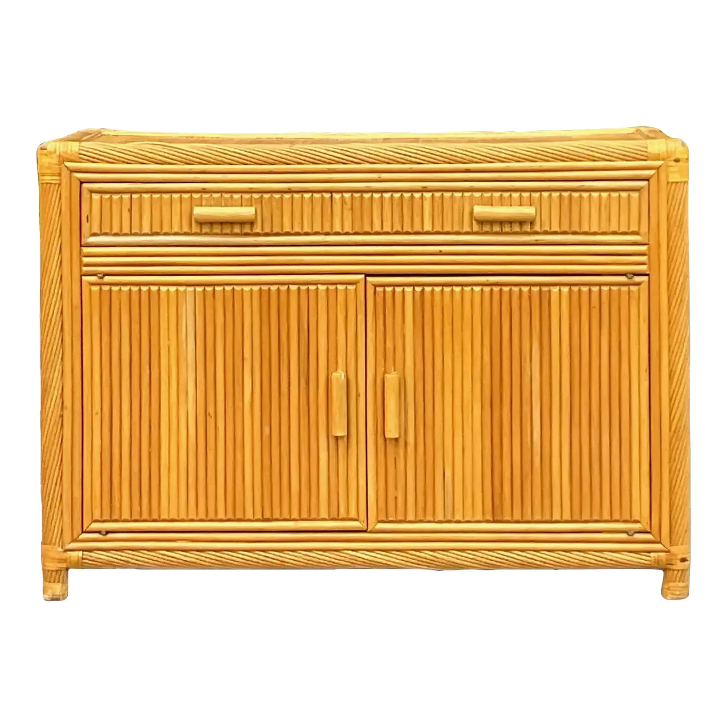 Late 20th Century Vintage Coastal Twisted Pencil Reed Credenza