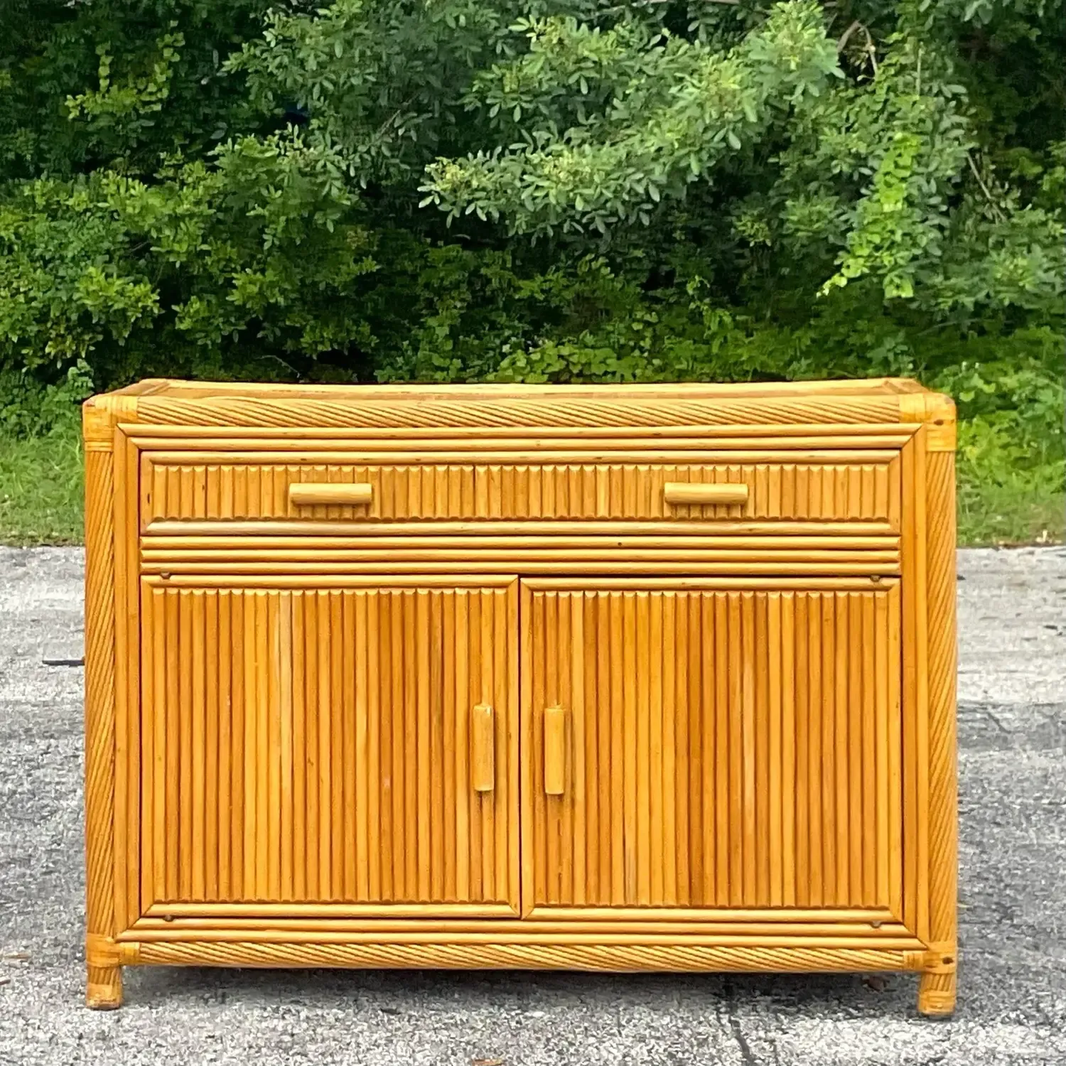 Late 20th Century Vintage Coastal Twisted Pencil Reed Credenza — additional photo 2