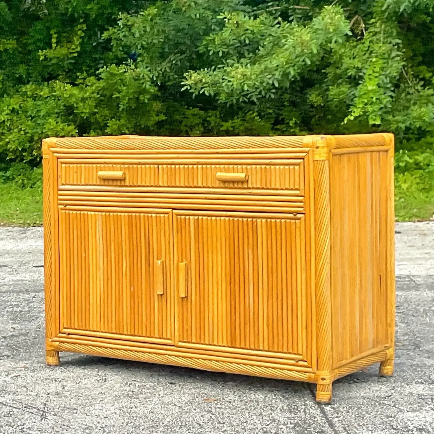 Late 20th Century Vintage Coastal Twisted Pencil Reed Credenza — additional photo 5