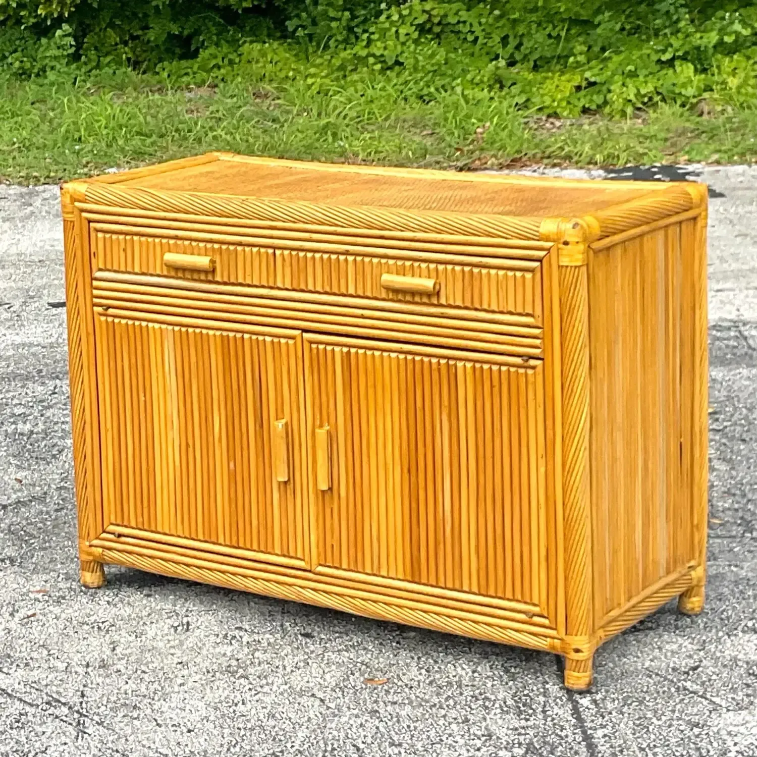 Late 20th Century Vintage Coastal Twisted Pencil Reed Credenza — additional photo 6
