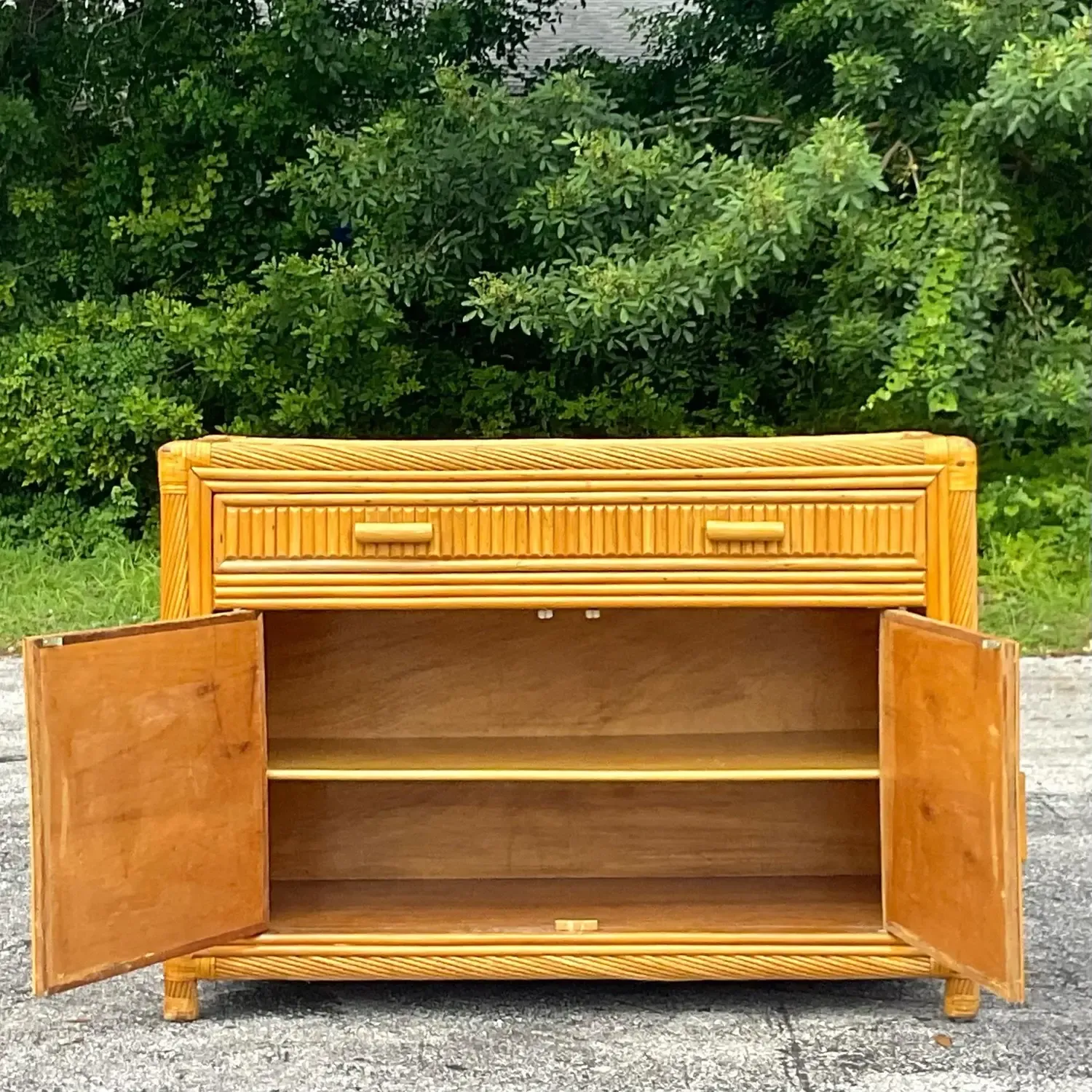 Late 20th Century Vintage Coastal Twisted Pencil Reed Credenza — additional photo 7