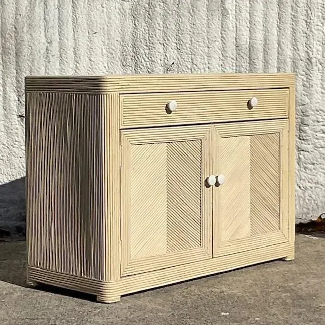 Late 20th Century Vintage Coastal Washed Pencil Reed Sideboard — additional photo 1