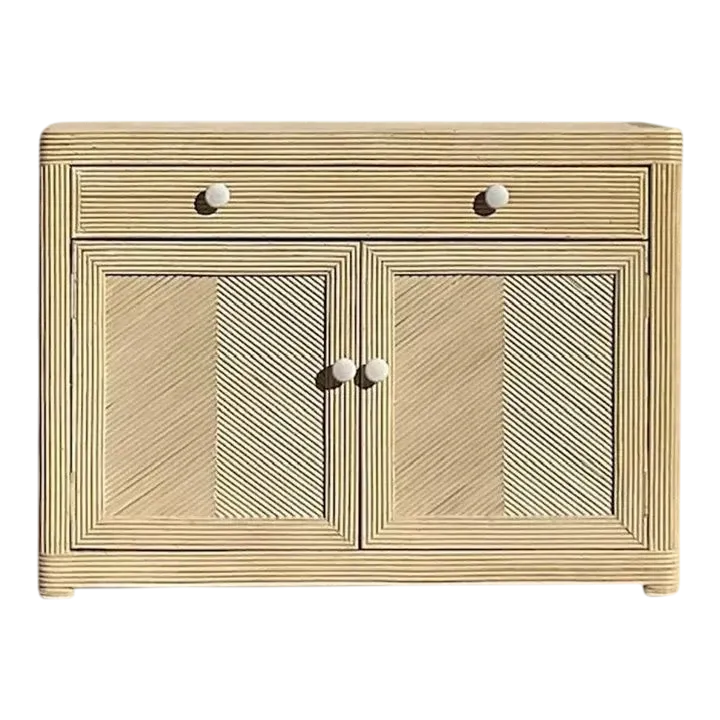 Late 20th Century Vintage Coastal Washed Pencil Reed Sideboard — additional photo 2