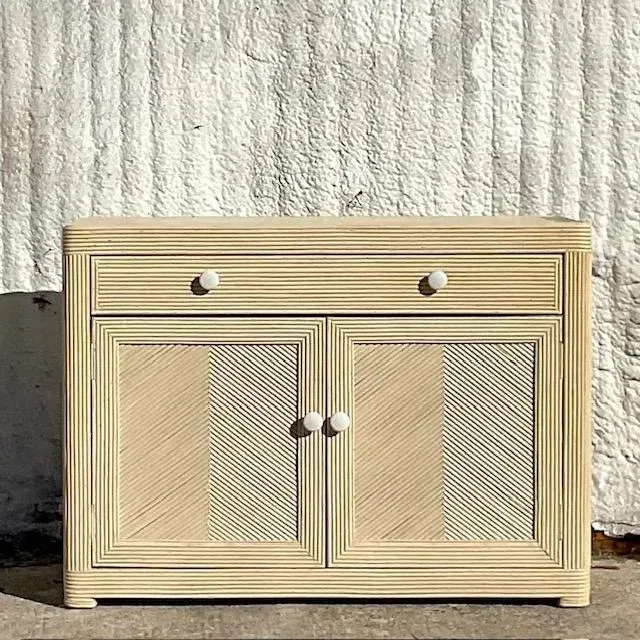 Late 20th Century Vintage Coastal Washed Pencil Reed Sideboard — additional photo 3