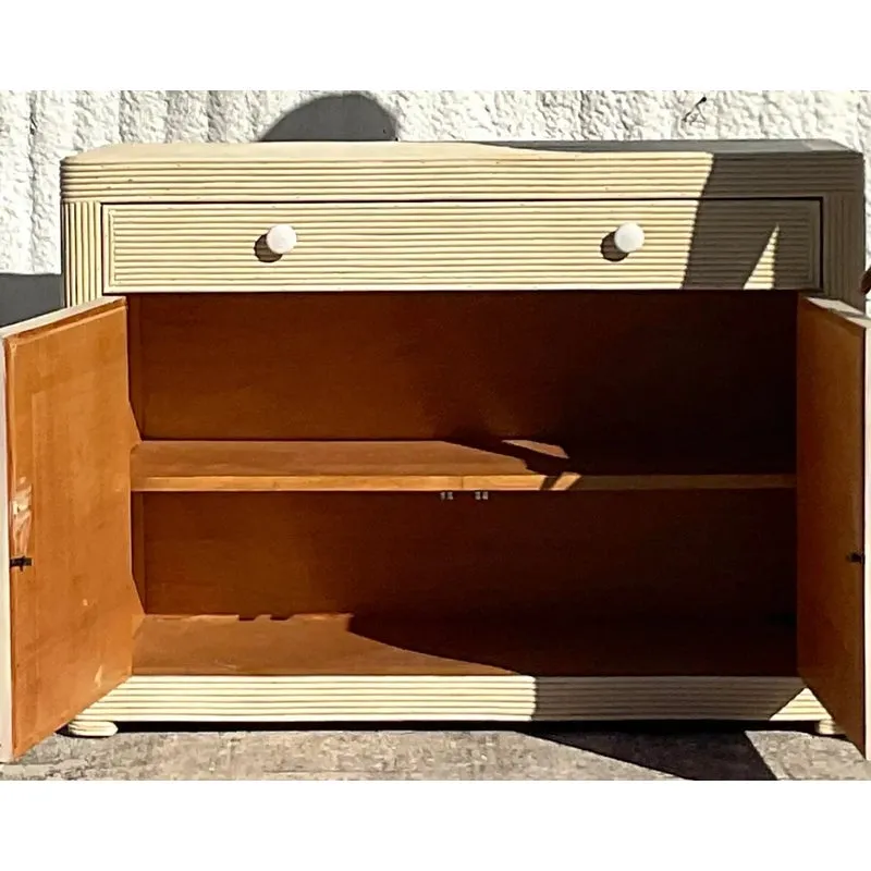 Late 20th Century Vintage Coastal Washed Pencil Reed Sideboard — additional photo 4