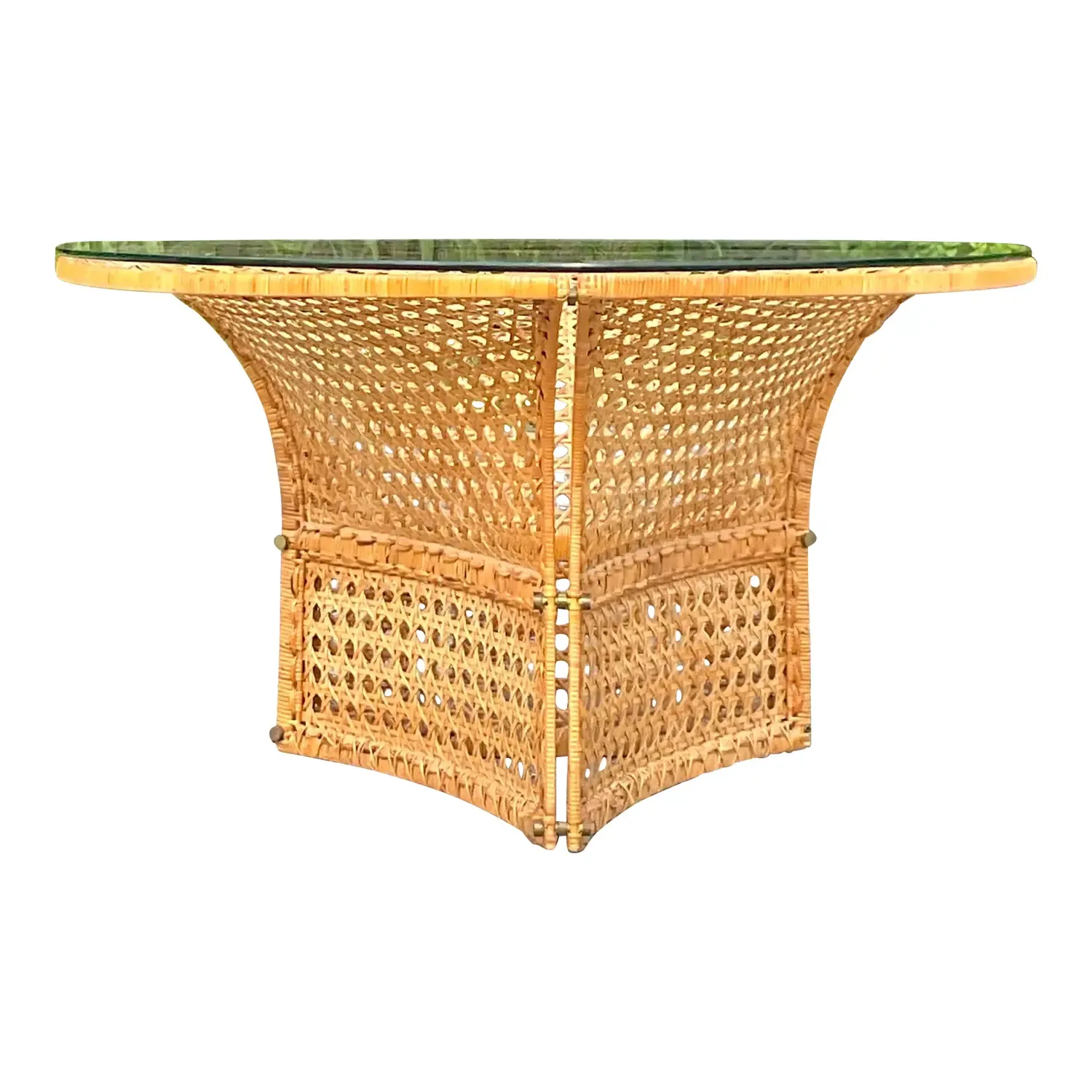 Late 20th Century Vintage Coastal Woven Rattan Dining Table After Danny Ho Fong — additional photo 1