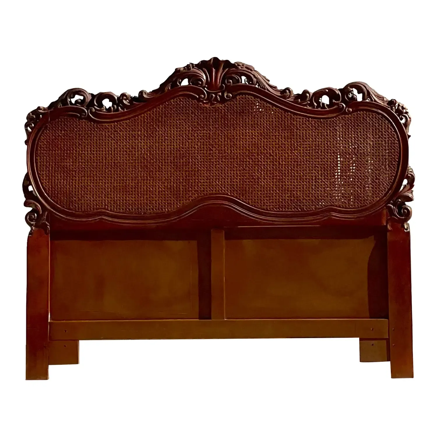 Late 20th Century Vintage French Style Intricate Cane Headboard in Queen — additional photo 1