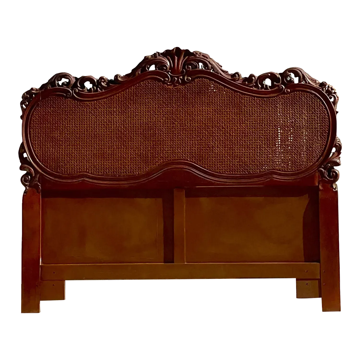 Late 20th Century Vintage French Style Intricate Cane Headboard in Queen — additional photo 2