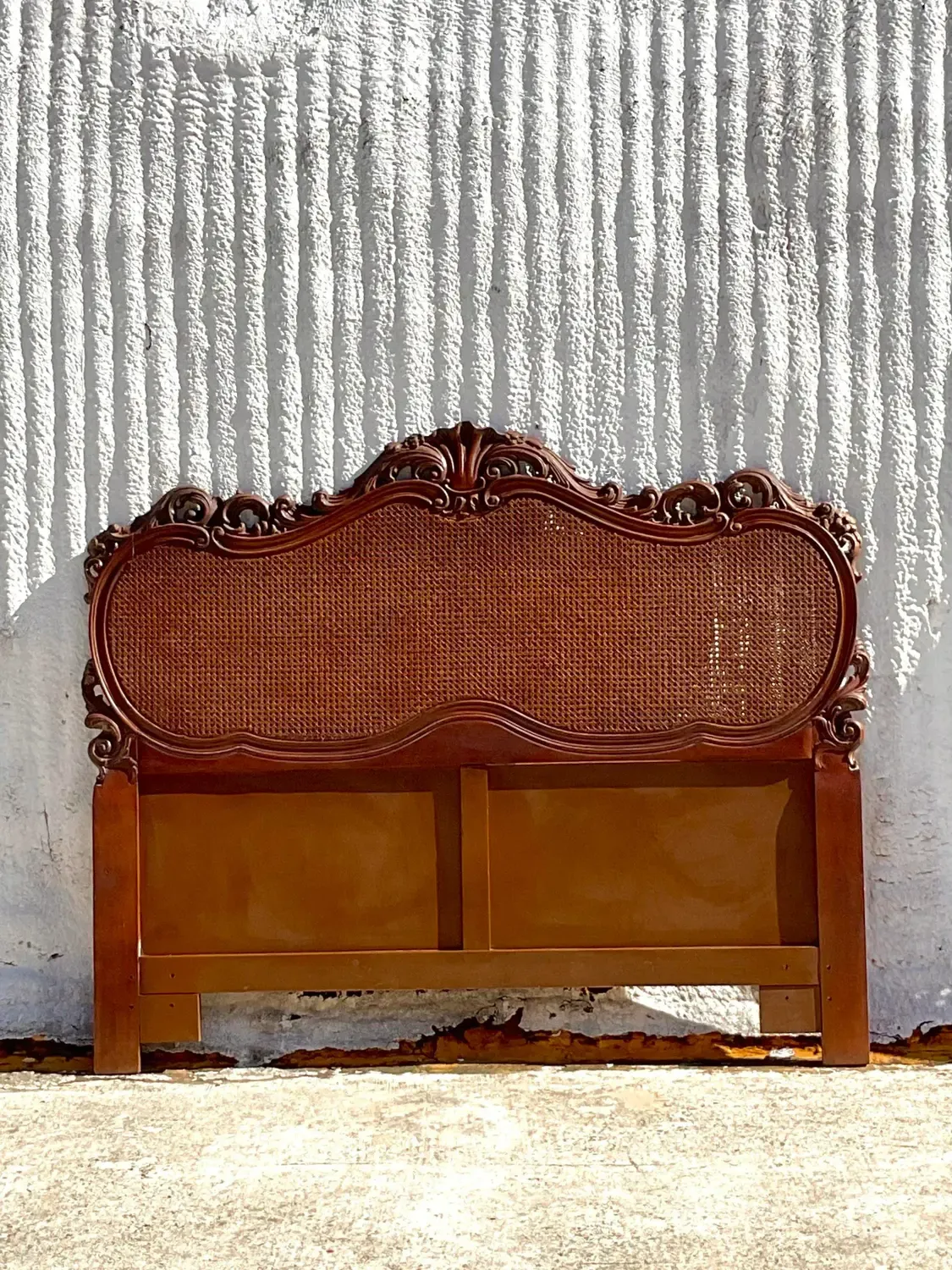 Late 20th Century Vintage French Style Intricate Cane Headboard in Queen — additional photo 6