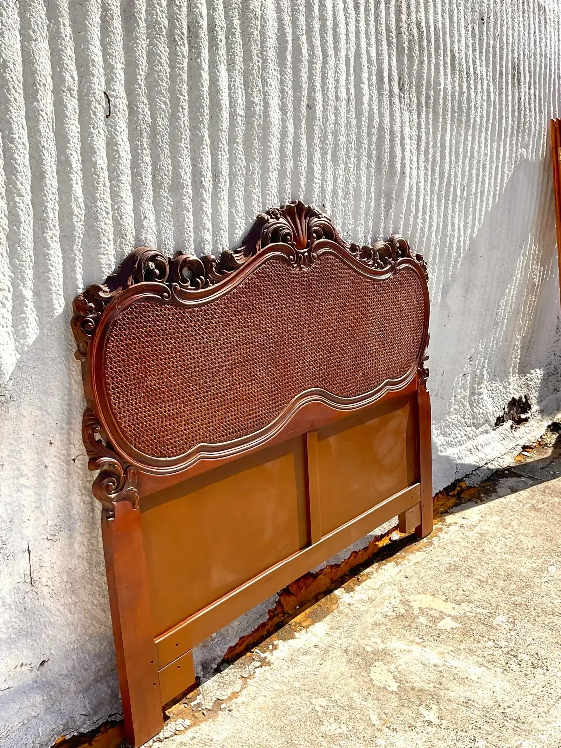 Late 20th Century Vintage French Style Intricate Cane Headboard in Queen — additional photo 7