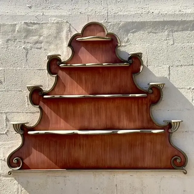 Late 20th Century Vintage Regency Baker Scalloped Wall Plate Rack — additional photo 4