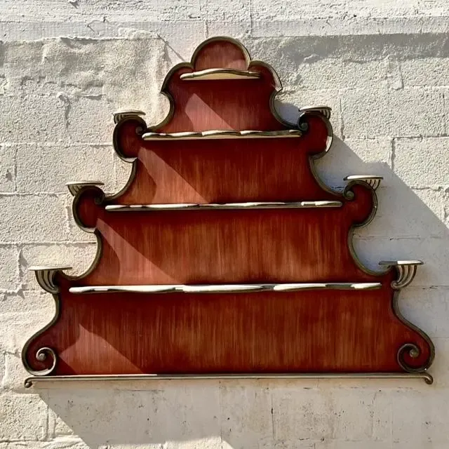Late 20th Century Vintage Regency Baker Scalloped Wall Plate Rack — additional photo 8