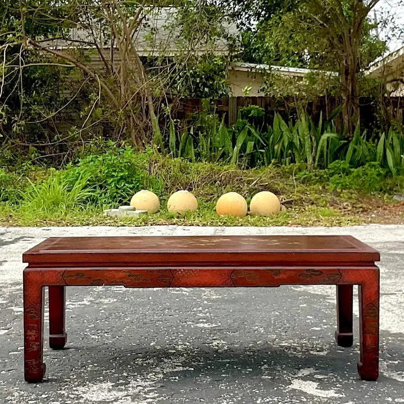 Late 20th Century Vintage Regency Hand Painted Lacquered Coffee Table — additional photo 2