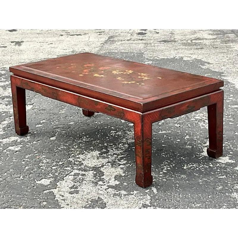 Late 20th Century Vintage Regency Hand Painted Lacquered Coffee Table — additional photo 3