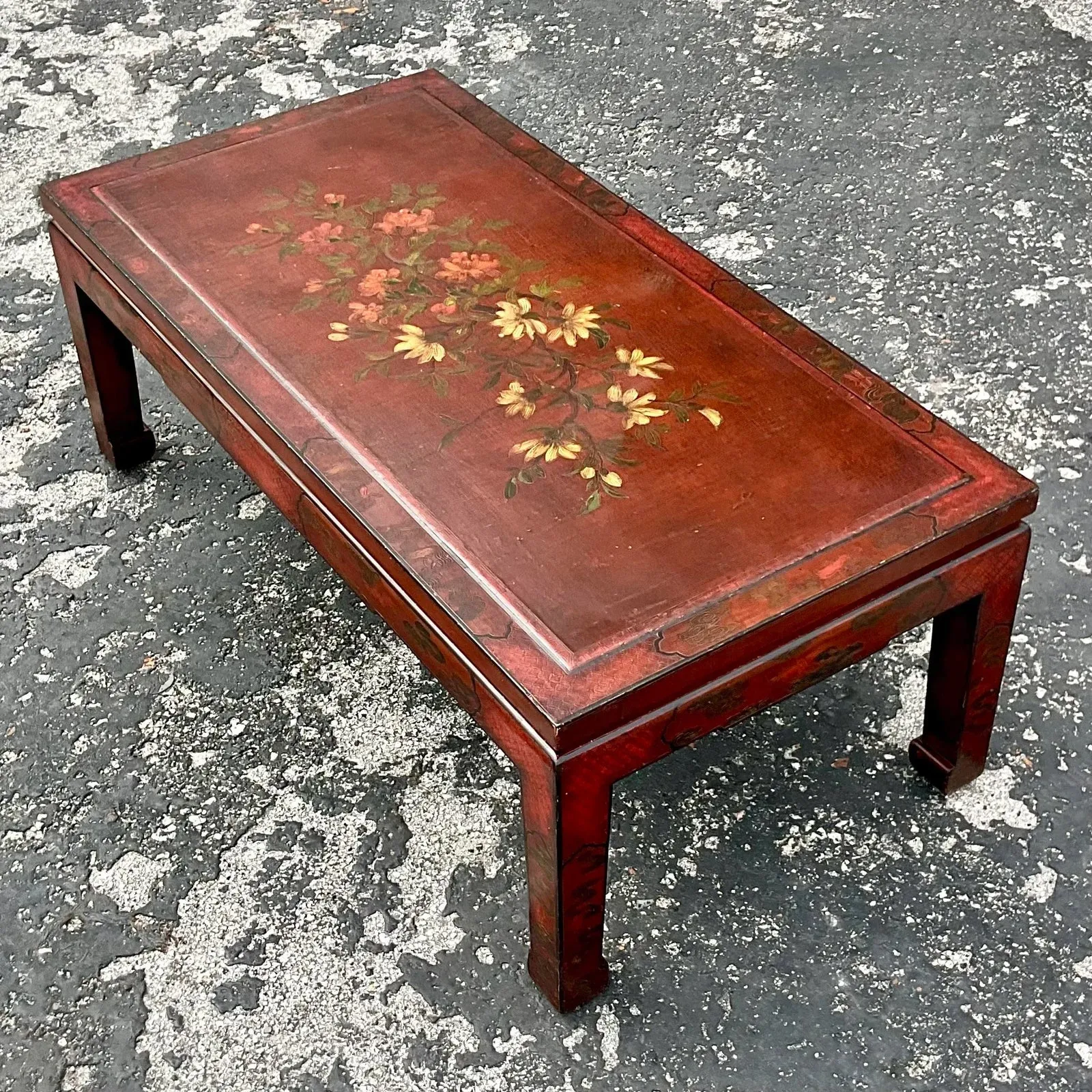 Late 20th Century Vintage Regency Hand Painted Lacquered Coffee Table — additional photo 4