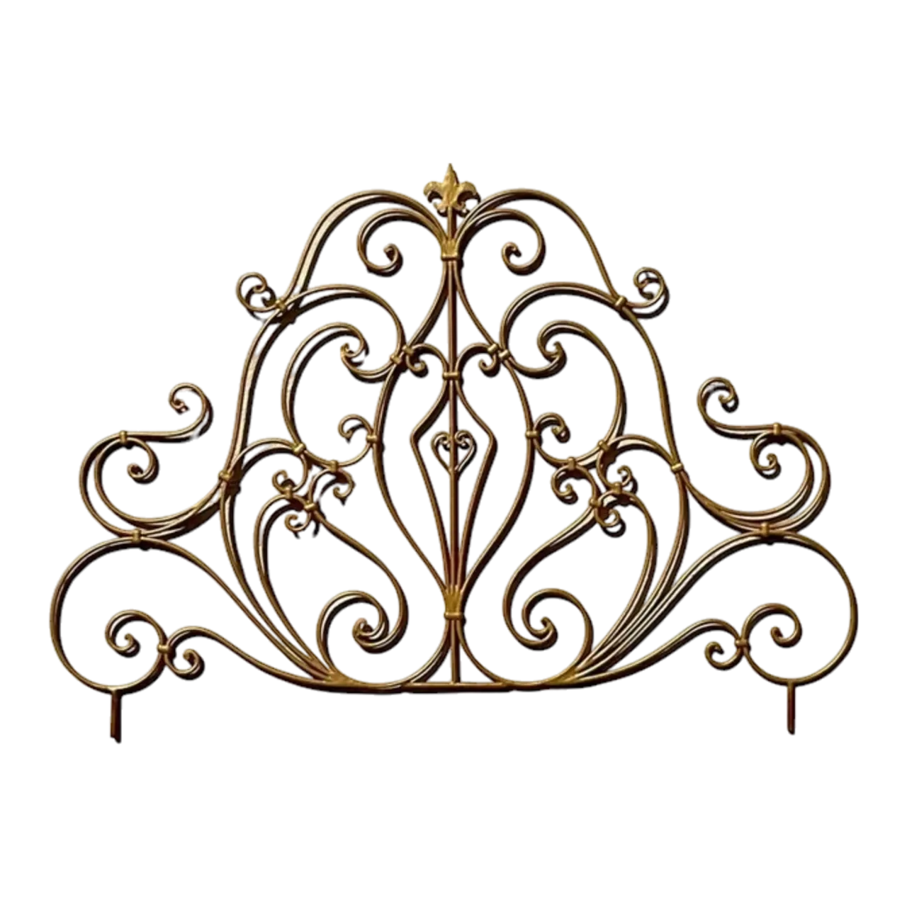 Late 20th Century Vintage Regency Italian Gilt Metal Scroll Queen Headboard