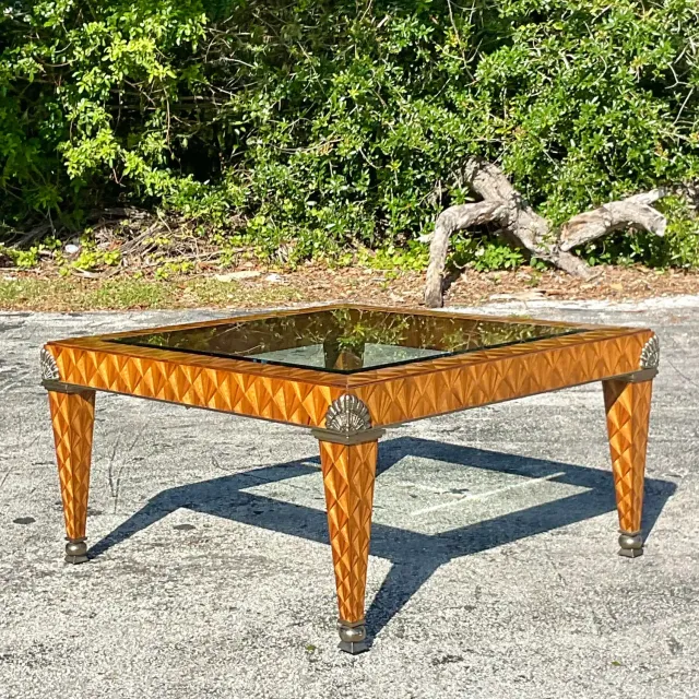Late 20th Century Vintage Regency Maitland Smith Inlay Coffee Table — additional photo 2