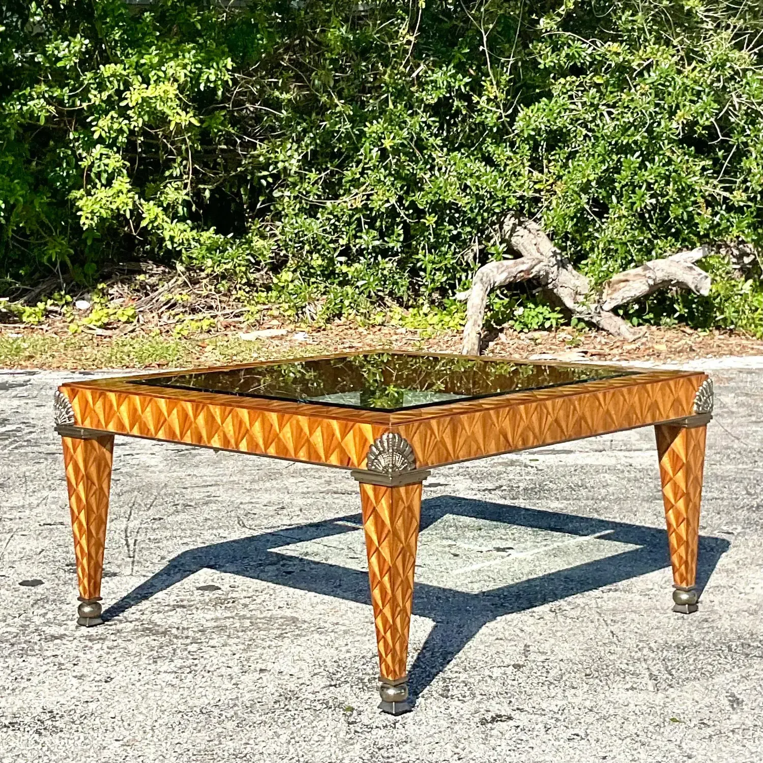 Late 20th Century Vintage Regency Maitland Smith Inlay Coffee Table — additional photo 4