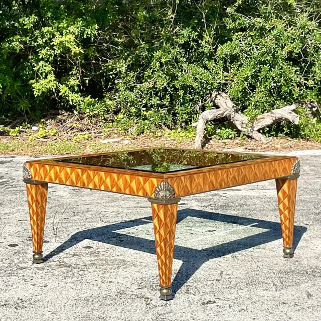 Late 20th Century Vintage Regency Maitland Smith Inlay Coffee Table — additional photo 4