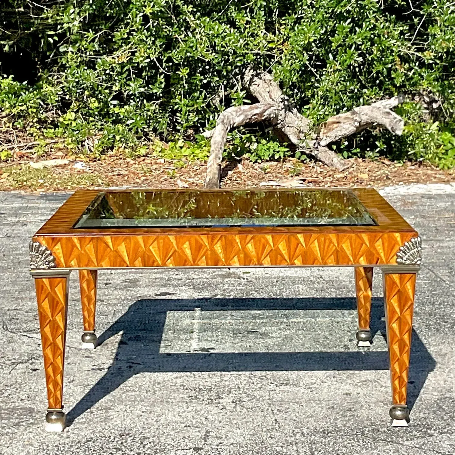 Late 20th Century Vintage Regency Maitland Smith Inlay Coffee Table — additional photo 8
