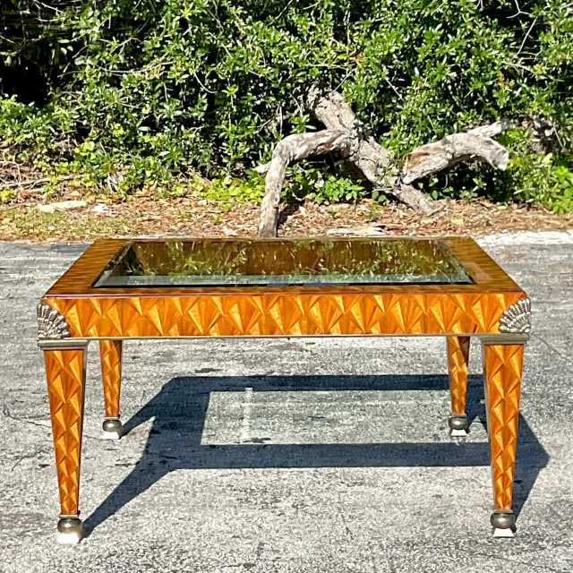 Late 20th Century Vintage Regency Maitland Smith Inlay Coffee Table — additional photo 8