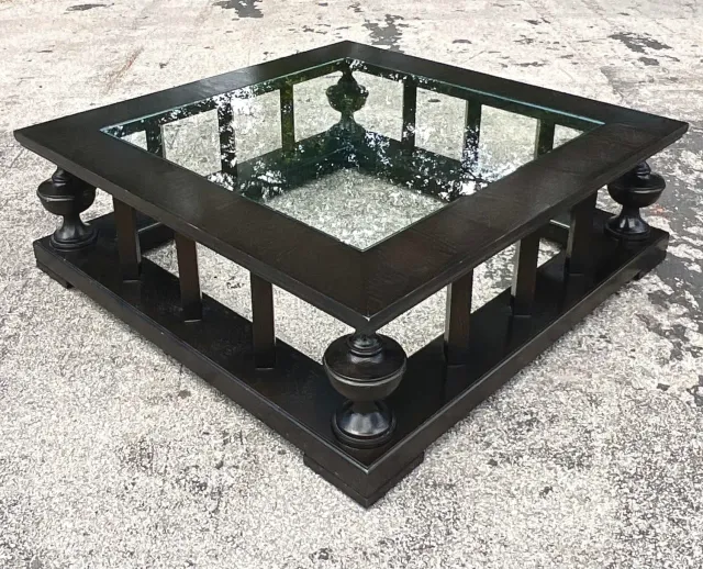 Late 20th Century Vintage Regency Pediment Coffee Table After John Roselli — additional photo 2