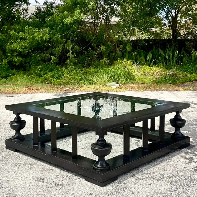 Late 20th Century Vintage Regency Pediment Coffee Table After John Roselli — additional photo 3