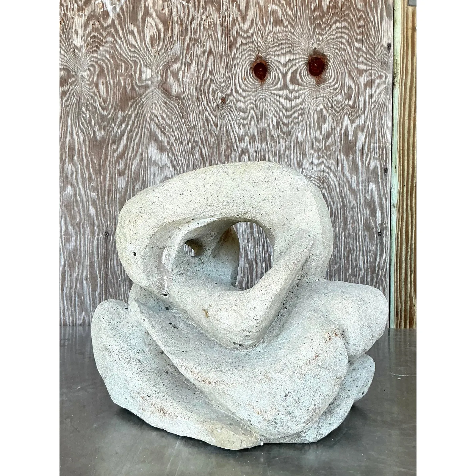 Mid 20th Century Vintage Boho Abstract Figurative Concrete Sculpture — additional photo 1