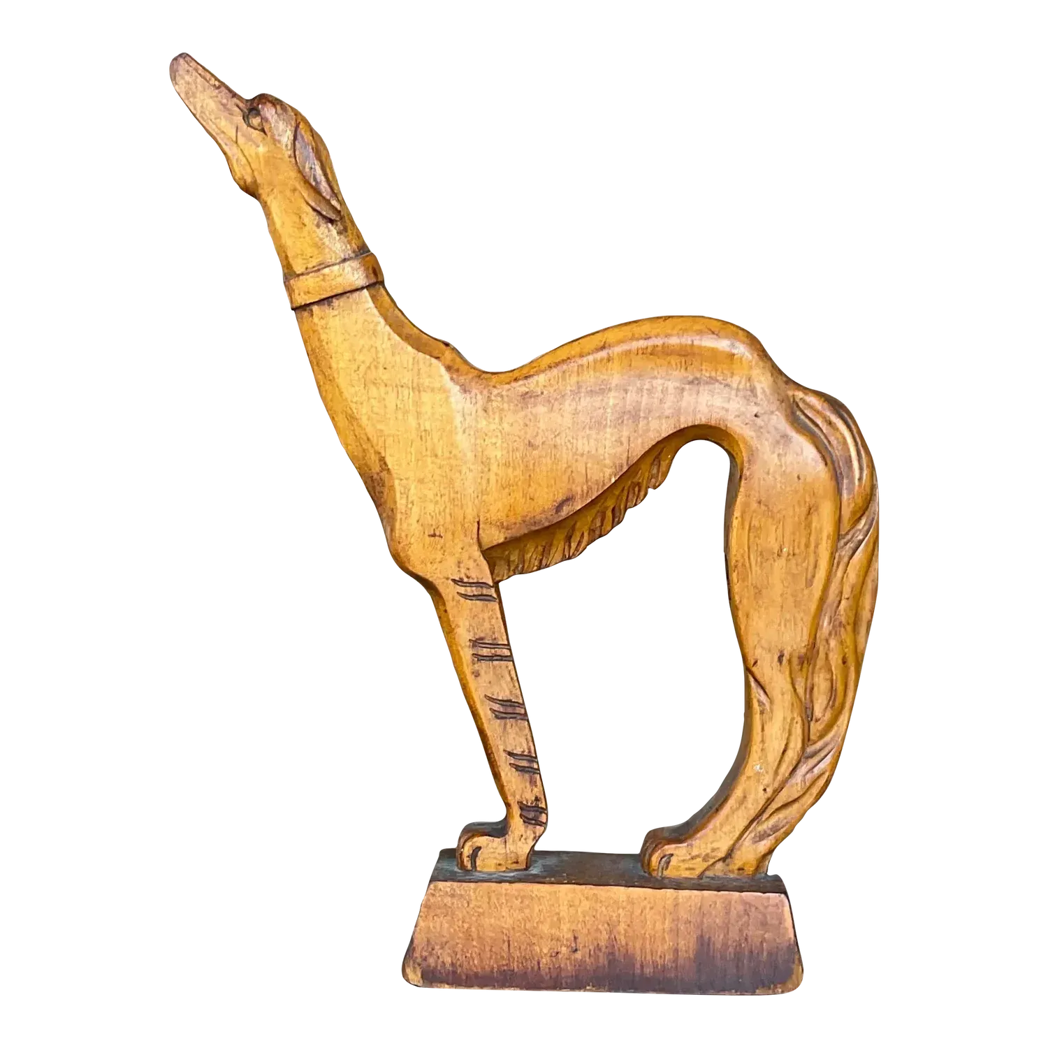 Mid 20th Century Vintage Boho Hand Carved Afghan Dog