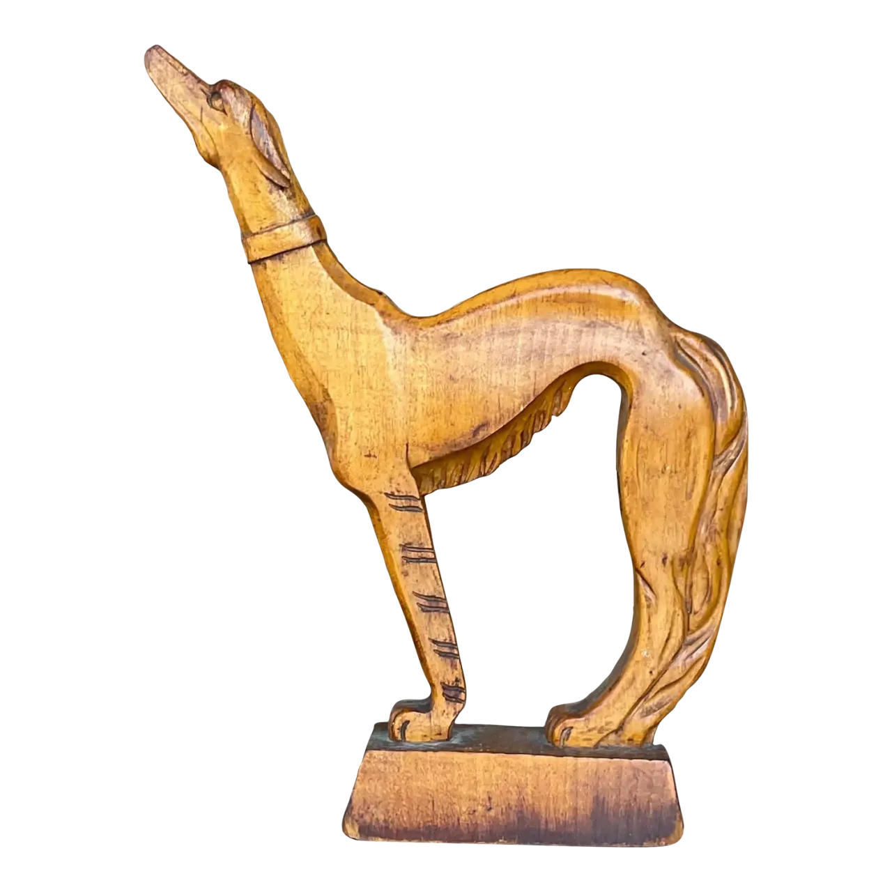 Mid 20th Century Vintage Boho Hand Carved Afghan Dog