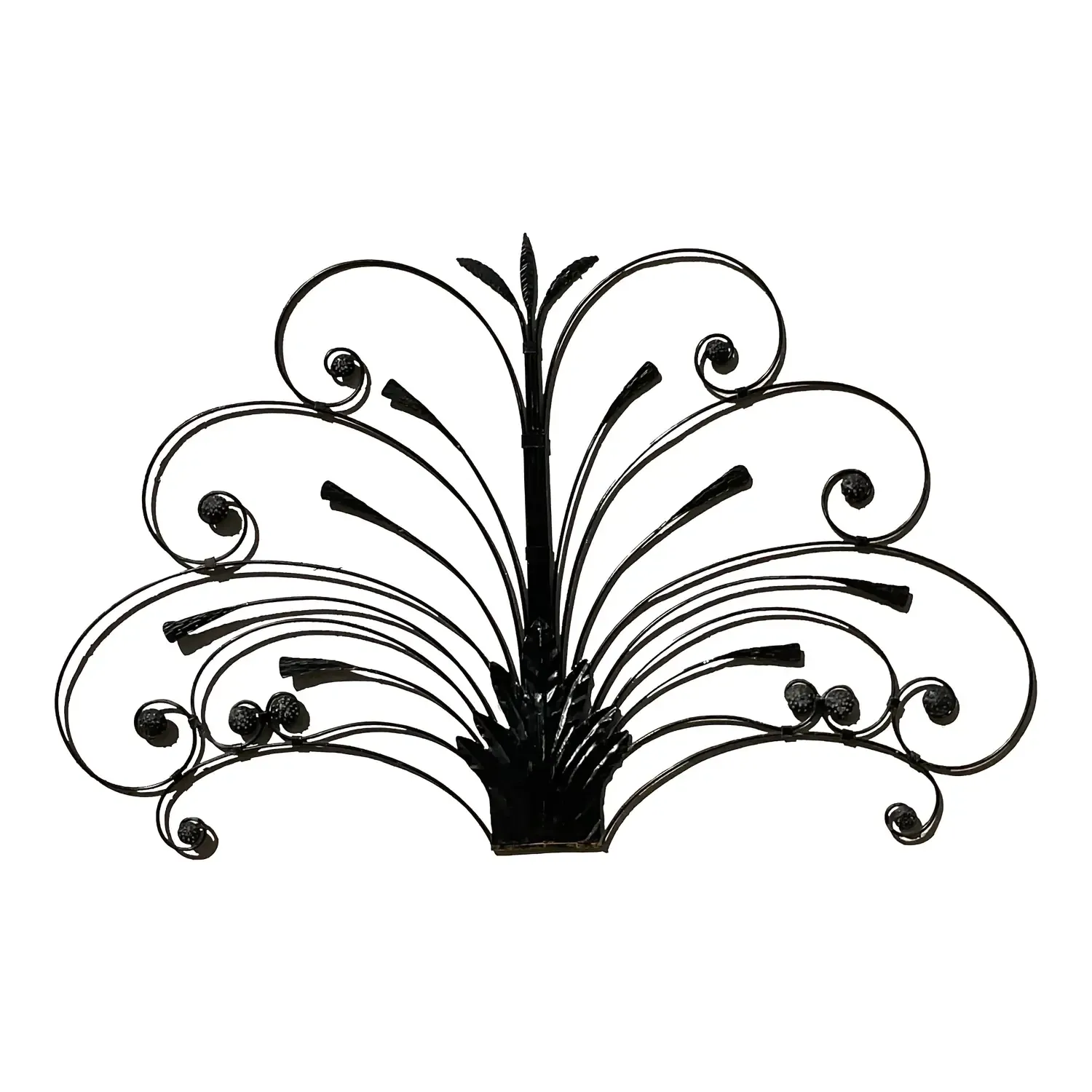 Mid 20th Century Vintage Boho Italian Wrought Iron Full Headboard — additional photo 1